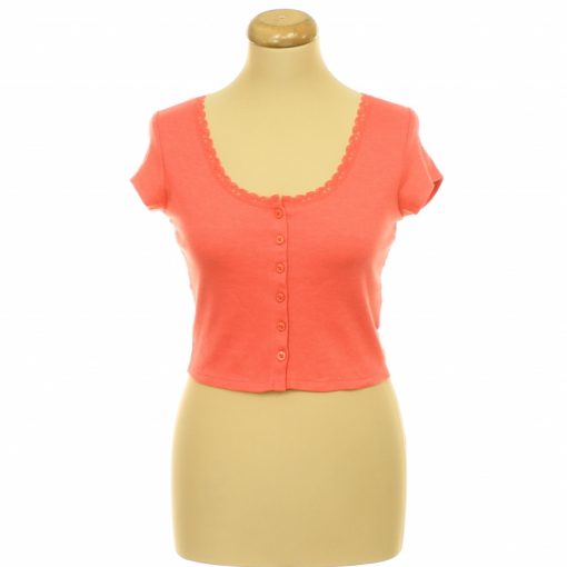 Superdry csipkeszegélyes korall színű felső