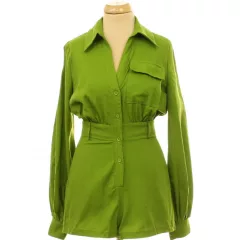 Pretty Little Thing zöld lenkeverék overál