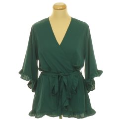 AX Paris fodros sötétzöld blúz