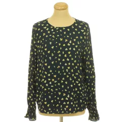 H&M virágmintás sötétkék blúz