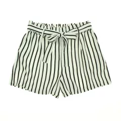 Amisu fekete-fehér csíkos lenkeverék short
