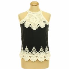 New Look fekete horgolt csipkés felső