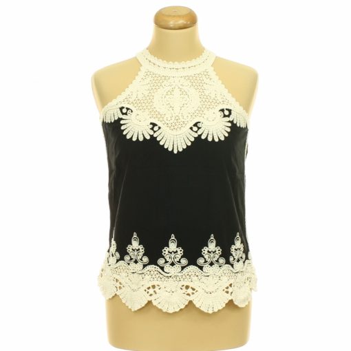 New Look fekete horgolt csipkés felső