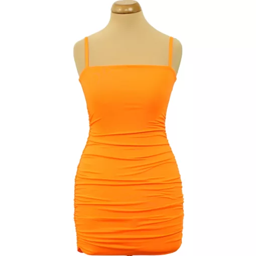 Shein ráncolt narancssárga miniruha