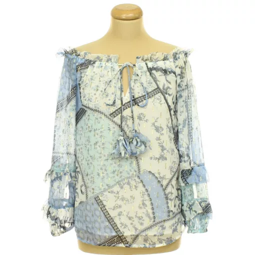 River Island mintás-aranyszálas blúz