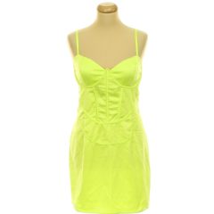 Pretty Little Thing neonzöld szatén ruha