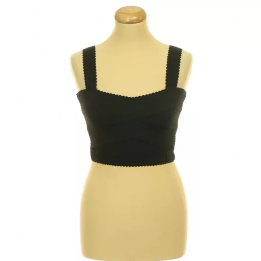 H&M gumírozott fekete top