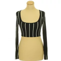 Select csíkos fekete top