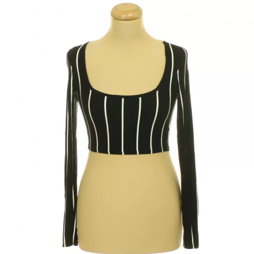 Select csíkos fekete top
