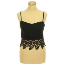 River Island fekete horgolt csipke top