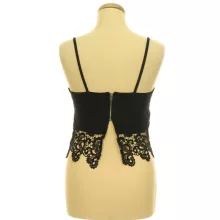 River Island fekete horgolt csipke top
