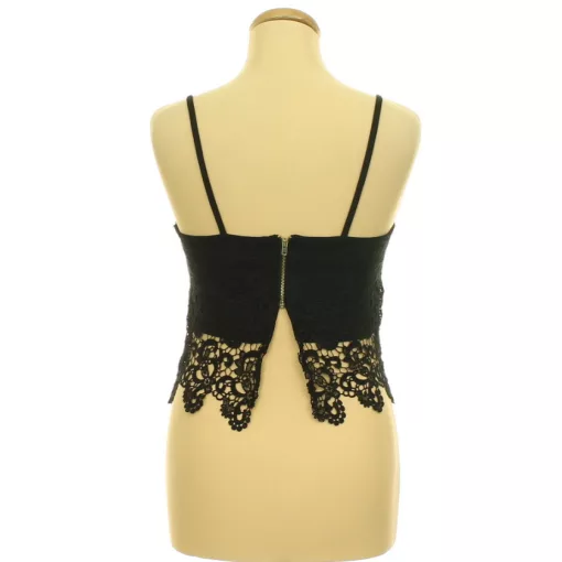 River Island fekete horgolt csipke top