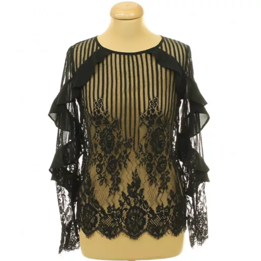River Island fekete csipke blúz