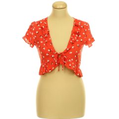 Bershka virágmintás piros felső