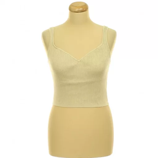 H&M bézs bordáskötött top