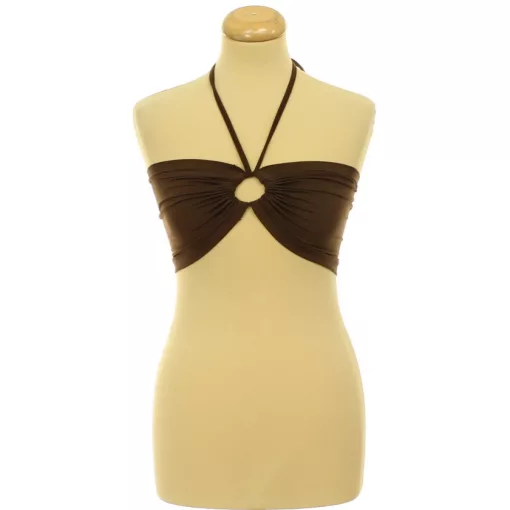 Shein ráncolt barna top