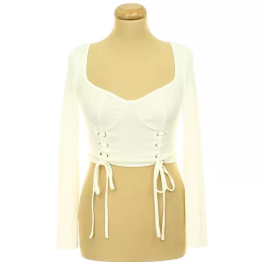 Shein fehér fűzős top