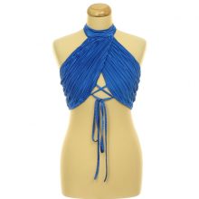 Fashion Nova pliszírozott kék felső