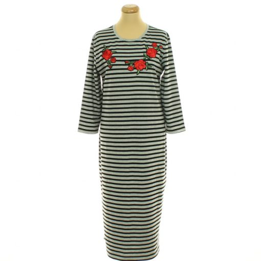 Jakes csíkos-virágmintás ruha