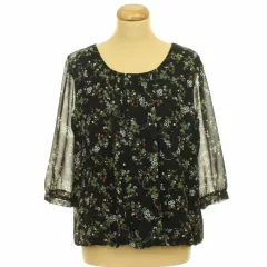 Clockhouse mintás fekete blúz