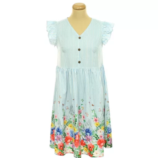 Emery Rose csíkos-virágmintás ruha