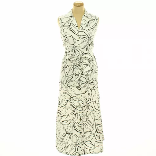 TU mintás lenkeverék ruha