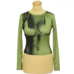 Shein mintás zöld felső