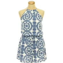 Shein kék-fehér mintás overál