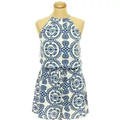 Shein kék-fehér mintás overál