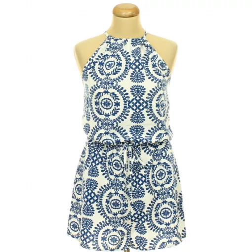 Shein kék-fehér mintás overál