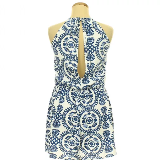 Shein kék-fehér mintás overál