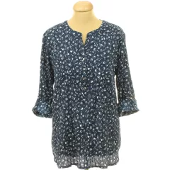 C&A virágmintás sötétkék blúz