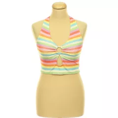 Primark ezüstcsillámos színes csíkos top