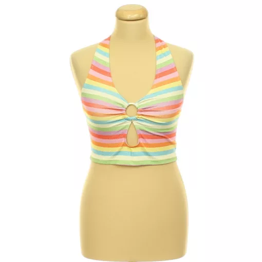 Primark ezüstcsillámos színes csíkos top