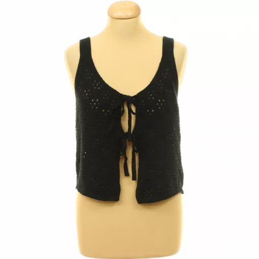 Fekete lyukacsos kötött mellény