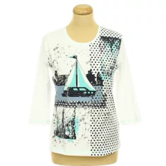 Brandtex mintás fehér felső