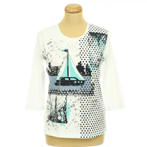 Brandtex mintás fehér felső