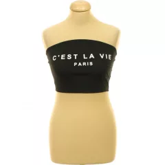 Shein feliratos fekete top