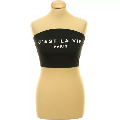 Shein feliratos fekete top