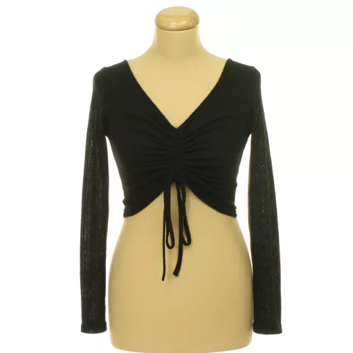 Shein ráncolható fekete kötött top