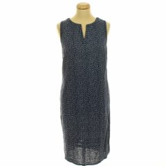 George mintás sötétkék lenkeverék ruha