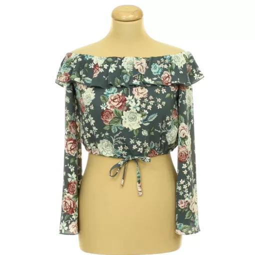 H&M virágmintás tölcsérujjú top