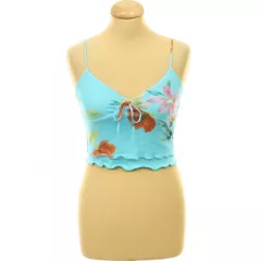 Shein virágmintás kék necc top