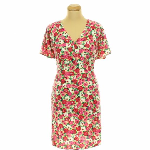 Papaya virágmintás viszkóz ruha