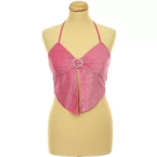 Shein ezüstcsillámos pink top