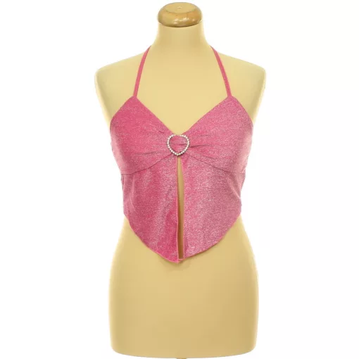 Shein ezüstcsillámos pink top