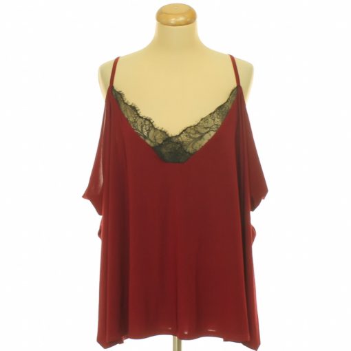 Boohoo csipkés bordó felső