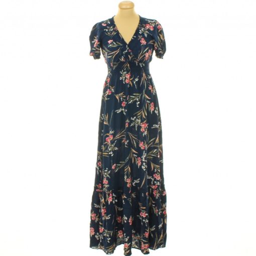 Apricot virágmintás sötétkék ruha