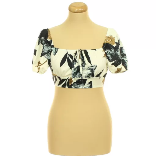 Shein mintás gumírozott top