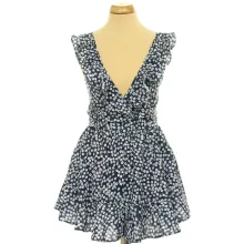 Virágmintás kék overál